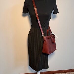 Kasper Black Pinstripe lined Pencil Skirt NWT‎